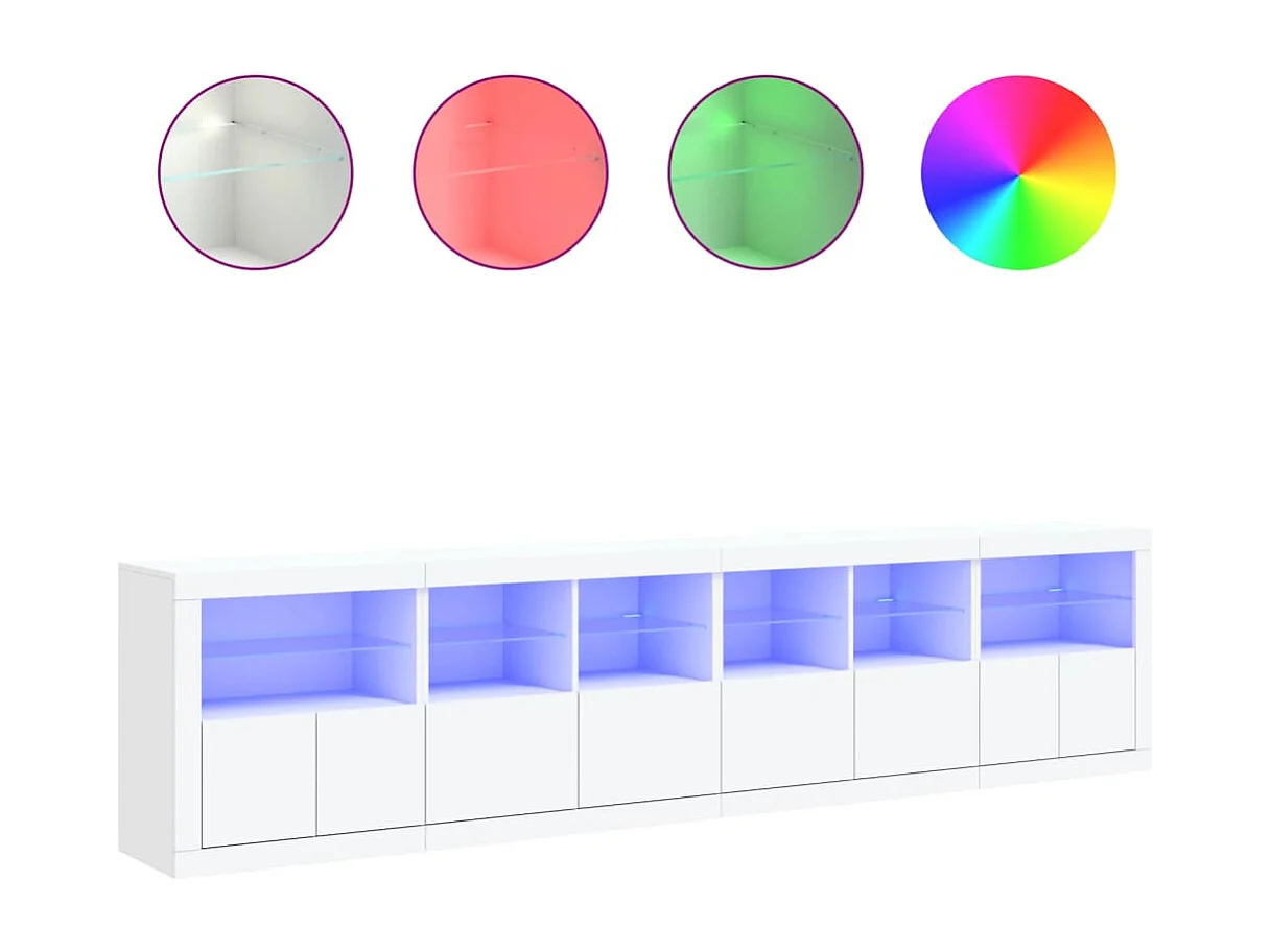 Aparador com luzes LED 283x37x67 cm branco PT442943