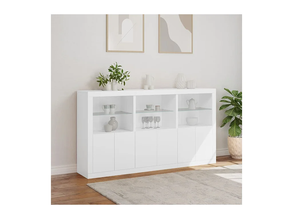 Buffet avec lumières LED blanc 181,5x37x100 cm FR83028