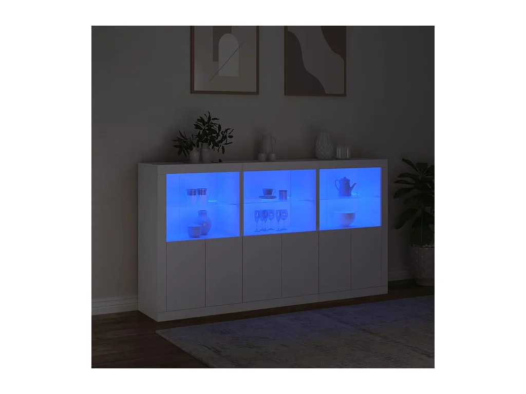 Buffet avec lumières LED blanc 181,5x37x100 cm FR83028