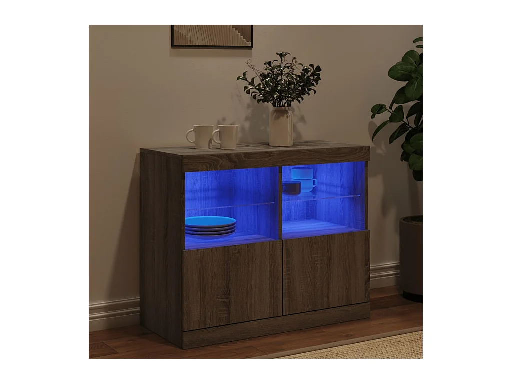 Dressoir met LED-verlichting 81x37x67 cm grijs sonoma eiken BE928934