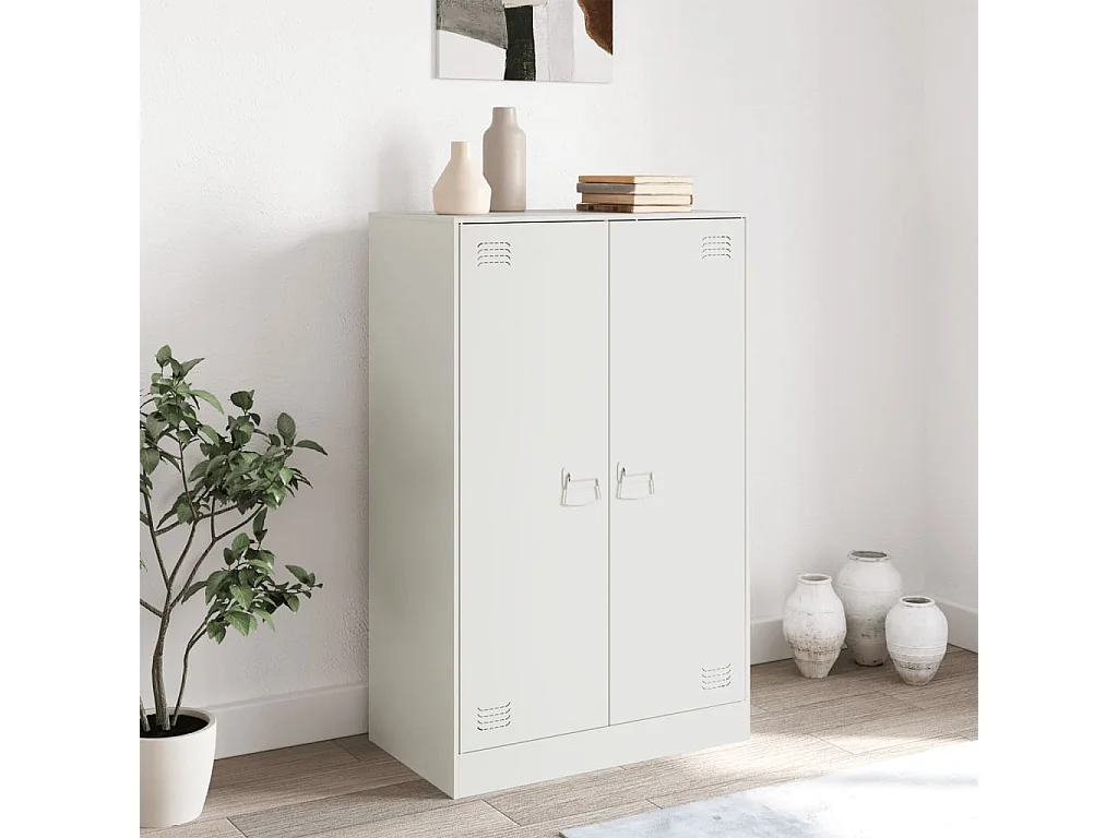 Buffet blanc 67x39x107 cm acier FR28126