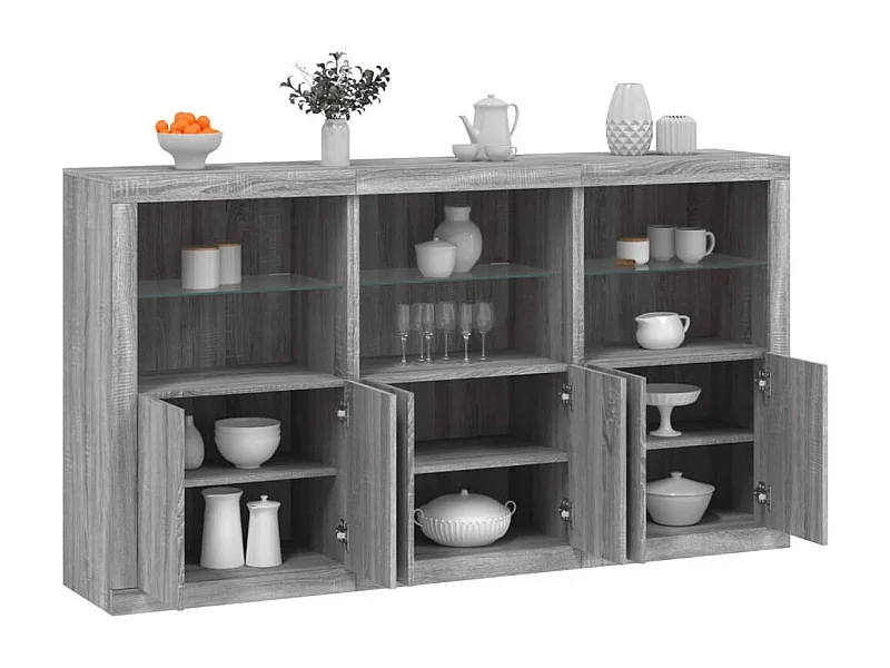 Buffet avec lumières LED sonoma gris 181,5x37x100 cm FR96009