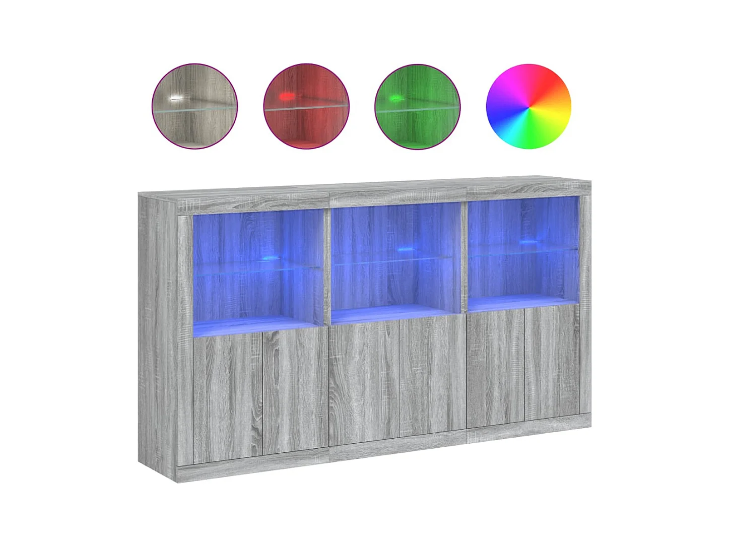 Buffet avec lumières LED sonoma gris 181,5x37x100 cm FR96009