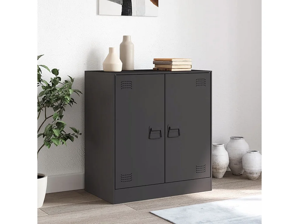 Buffet noir 67x39x73 cm acier FR72991
