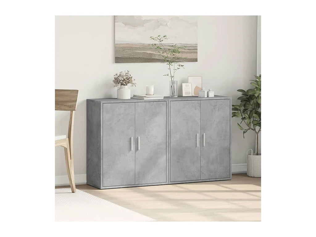 Buffets 2 pcs gris béton 60x31x70 cm bois d'ingénierie FR89790