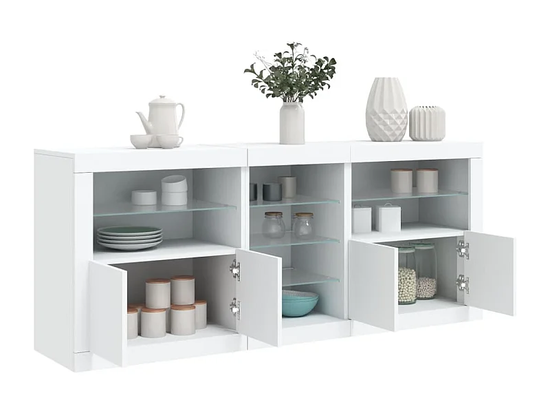 Buffet avec lumières LED blanc 181,5x37x67 cm FR23158