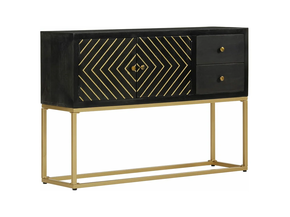 Buffet noir et doré 110x30x75 cm bois massif de manguier FR82706