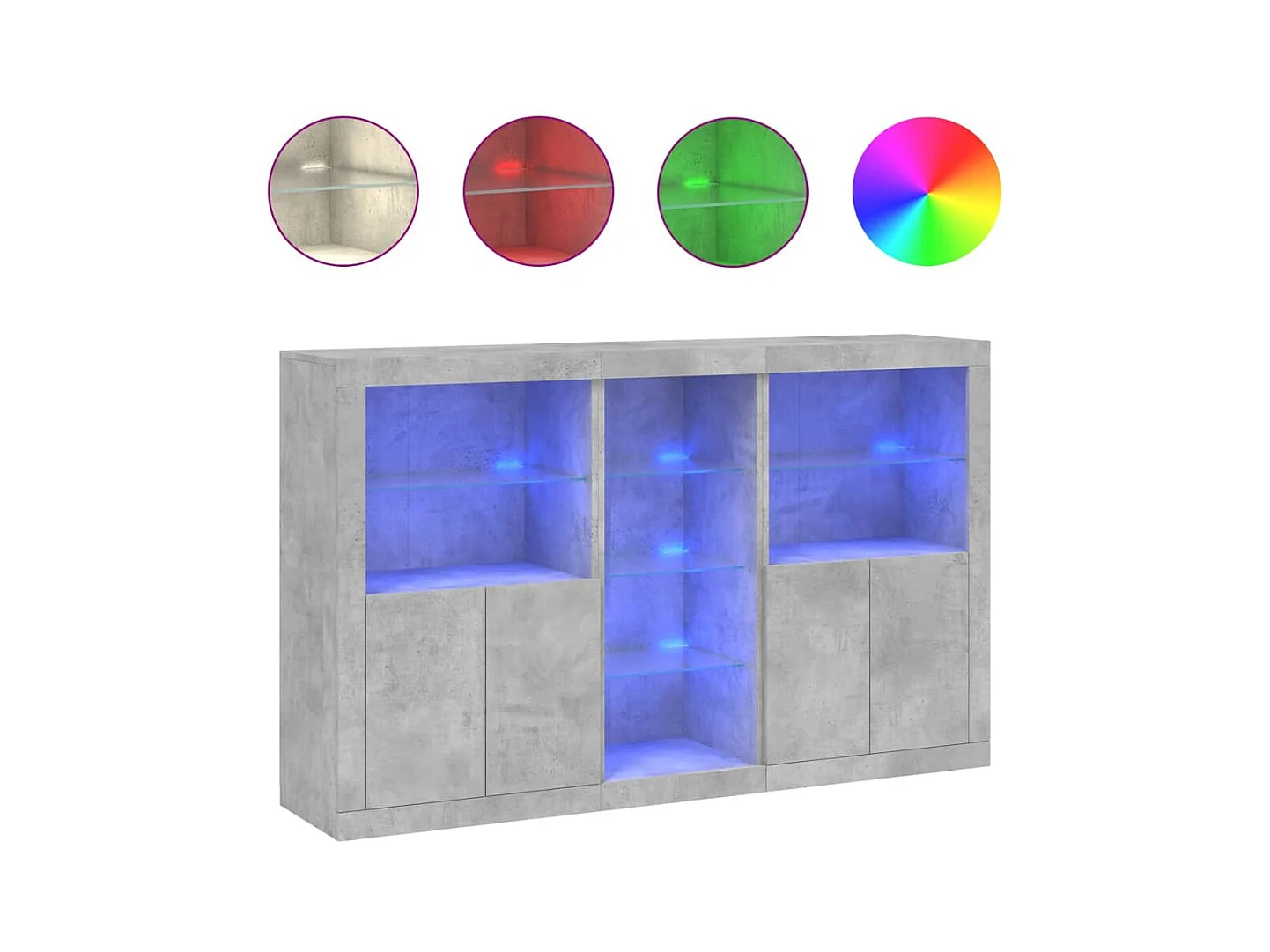 Buffet avec lumières LED gris béton 162x37x100 cm FR34768