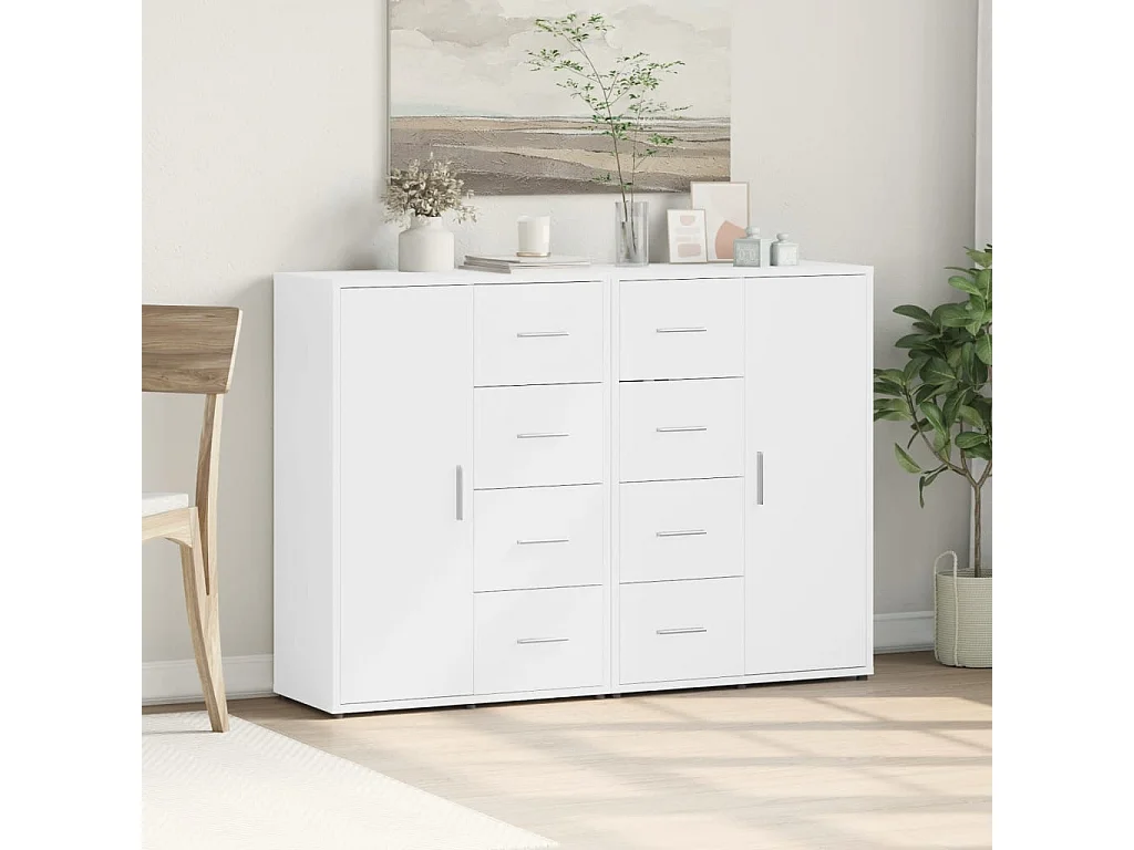 Buffets 2 pcs blanc 60x31x84 cm bois d'ingénierie FR58675