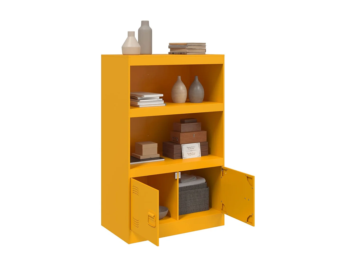 Buffet jaune moutarde 67x39x107 cm acier FR18786