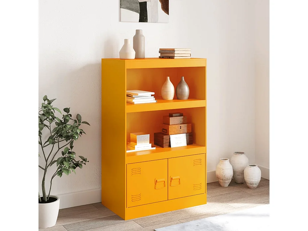 Dressoir 67x39x107 cm staal mosterdgeel BE385956