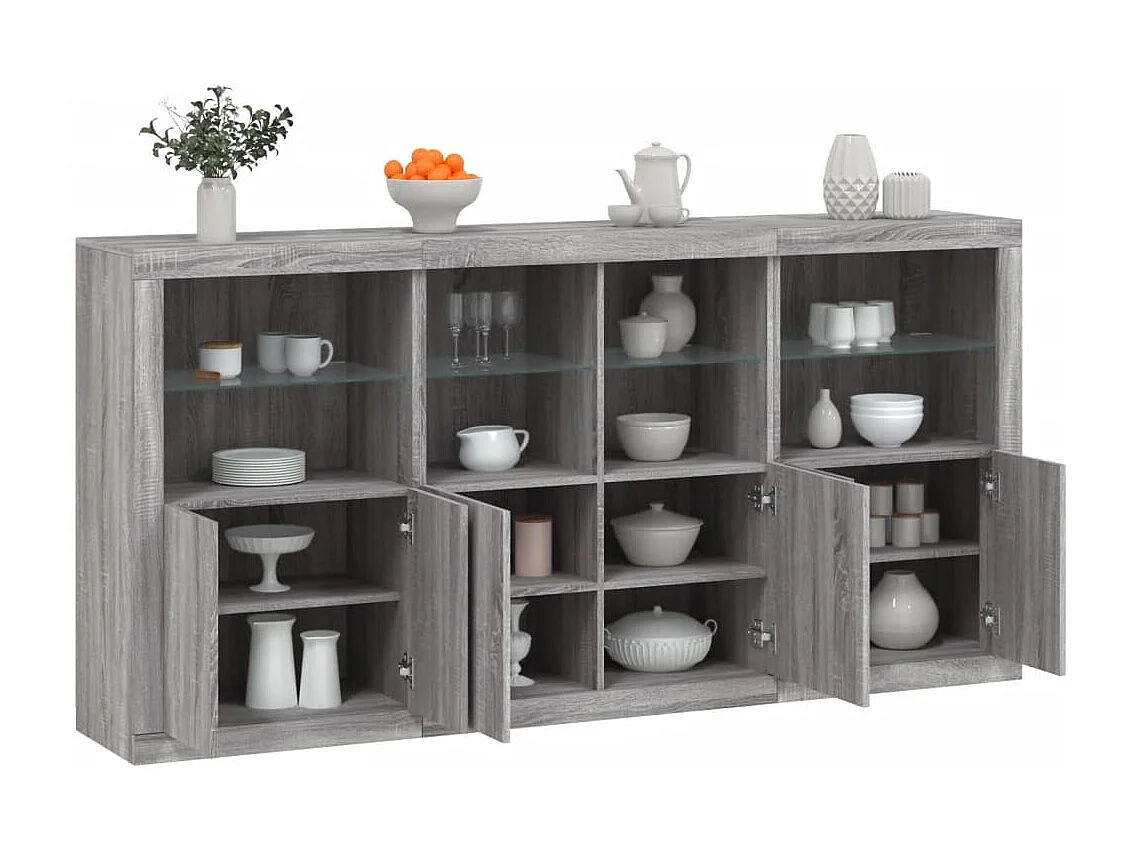 Dressoir met LED-verlichting 202x37x100 cm grijs sonoma eiken BE442499