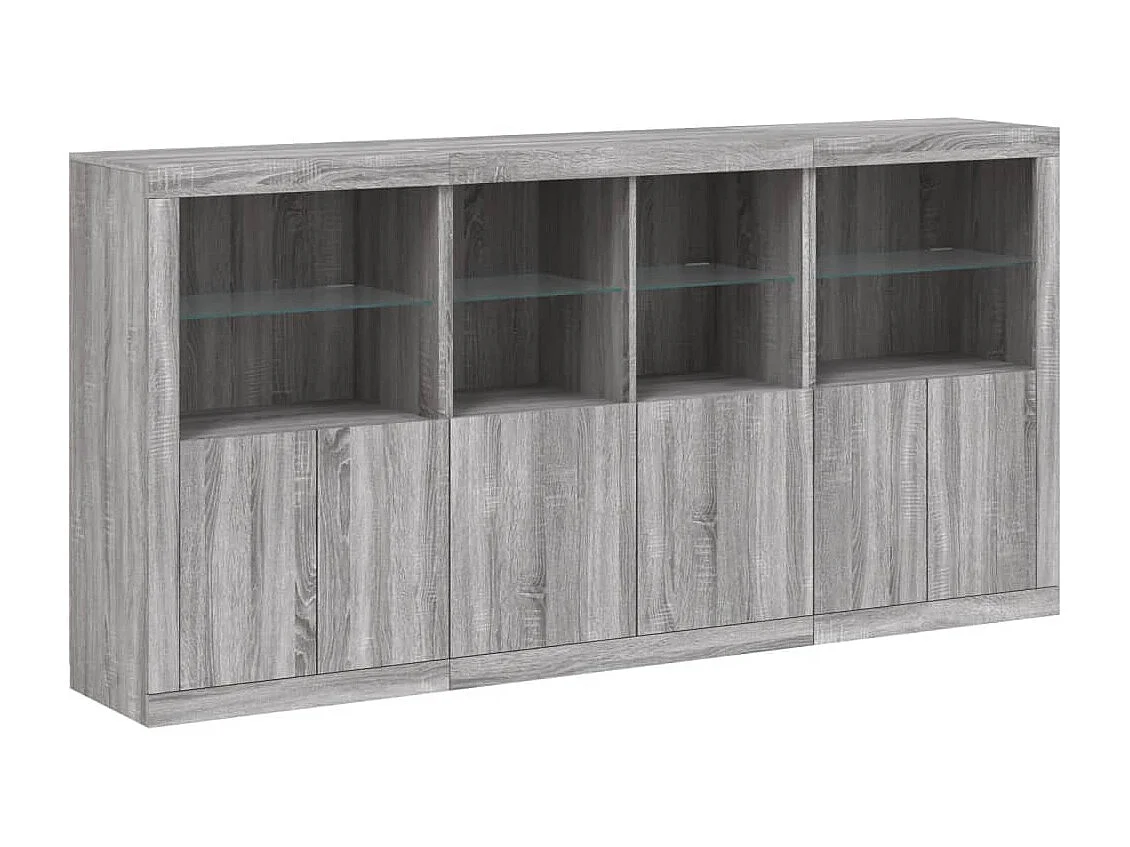 Dressoir met LED-verlichting 202x37x100 cm grijs sonoma eiken BE442499