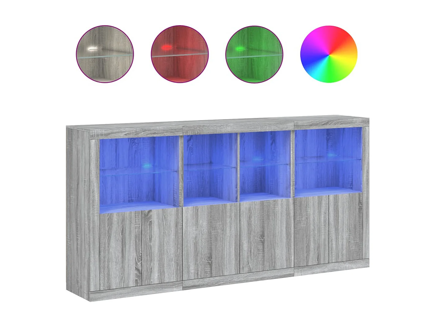 Dressoir met LED-verlichting 202x37x100 cm grijs sonoma eiken BE442499