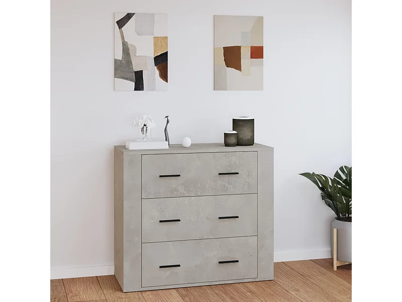 Buffet Gris béton 80x33x70 cm Bois d'ingénierie FR94314