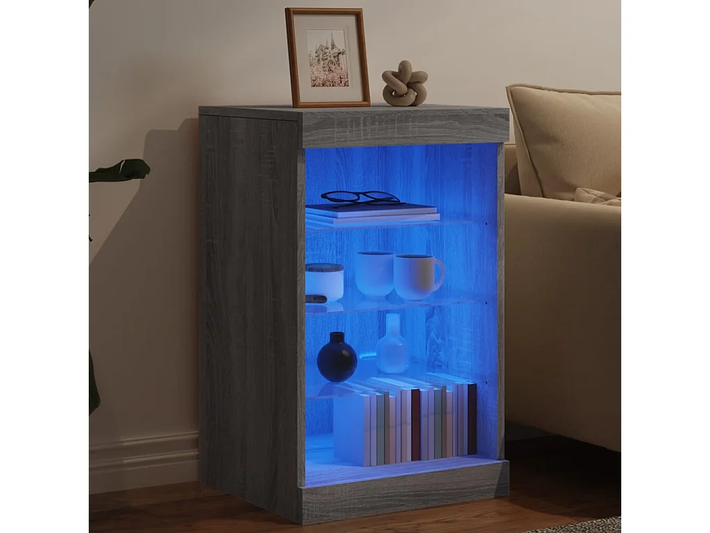 Buffet avec lumières LED sonoma gris 41x37x67 cm FR45223