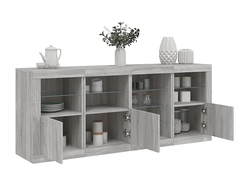 Buffet avec lumières LED sonoma gris 164x37x67 cm FR53124