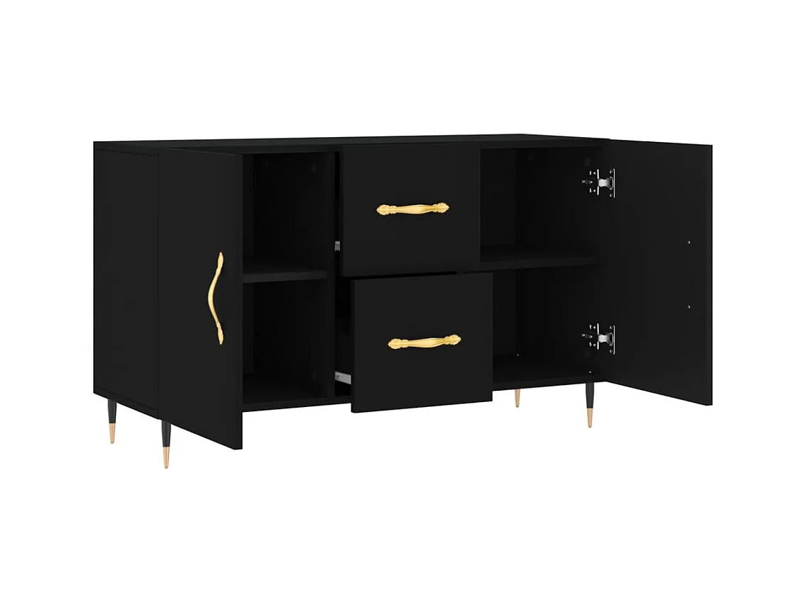 Dressoir 100x36x60 cm bewerkt hout zwart BE715445