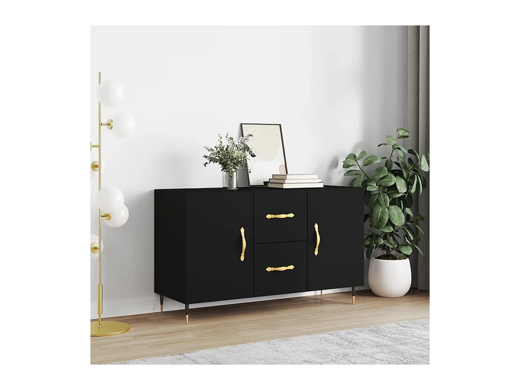 Dressoir 100x36x60 cm bewerkt hout zwart BE715445