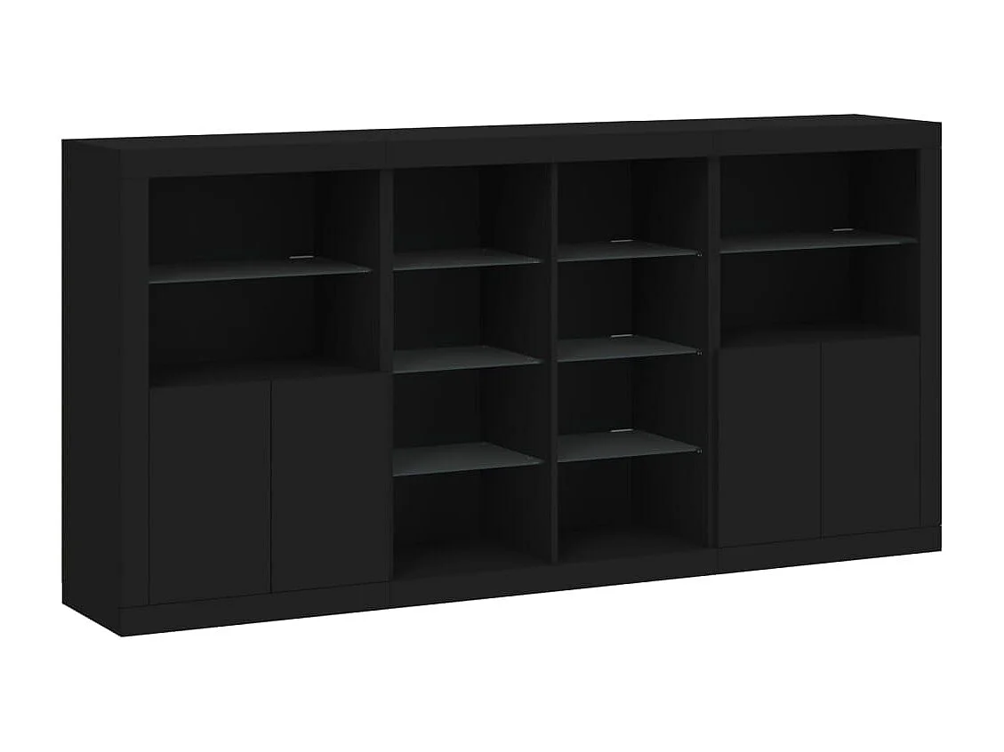 Buffet avec lumières LED noir 202x37x100 cm FR82655