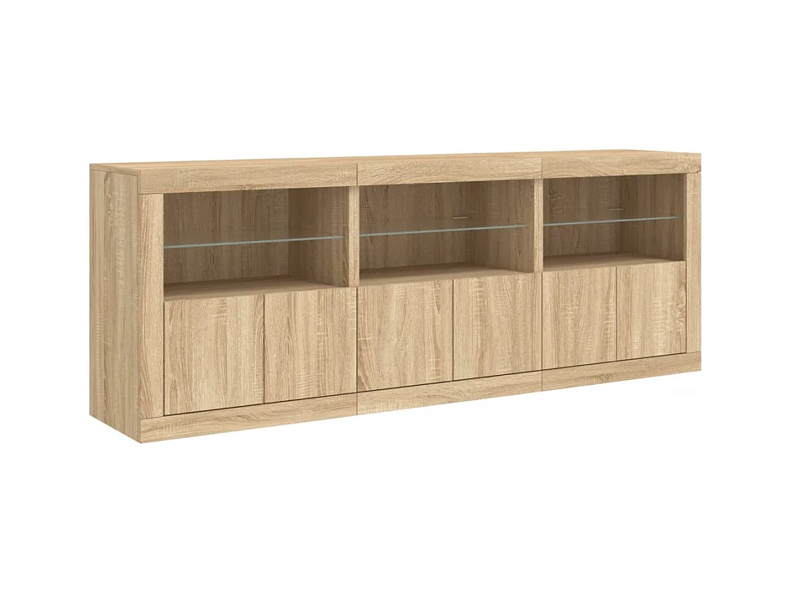 Buffet avec lumières LED chêne sonoma 181,5x37x67 cm FR99348