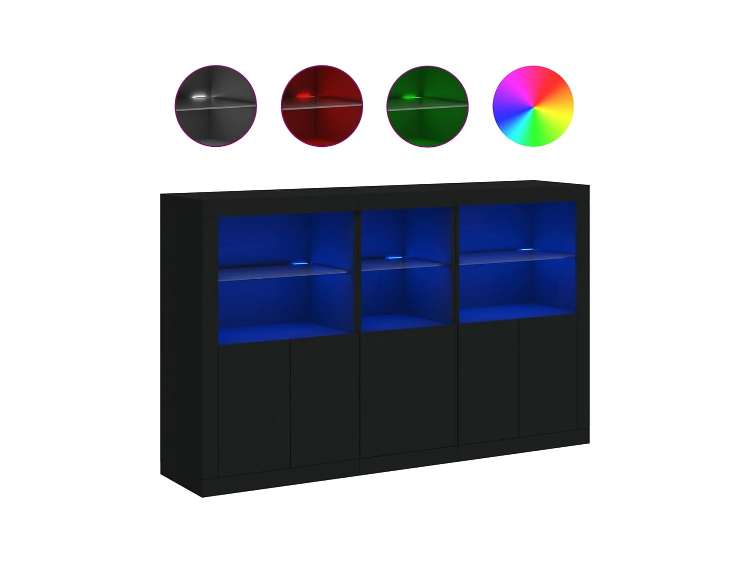 Buffet avec lumières LED noir 162x37x100 cm FR11925