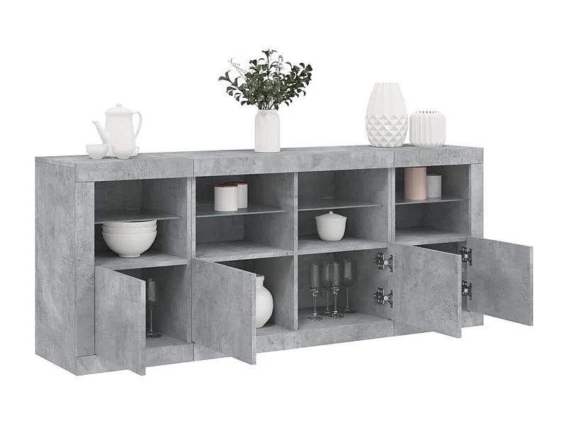 Buffet avec lumières LED gris béton 163x37x67 cm FR76764