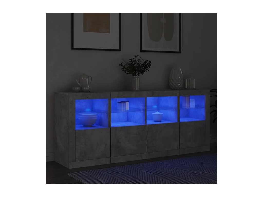 Dressoir met LED-verlichting 163x37x67 cm betongrijs BE364113