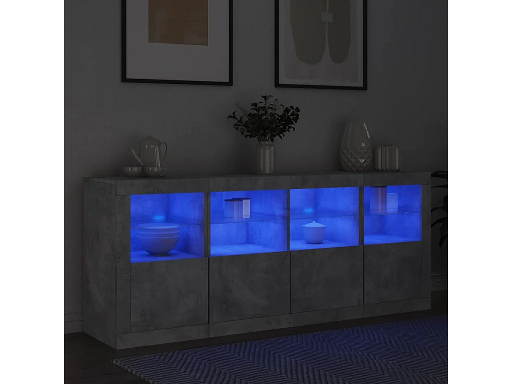 Dressoir met LED-verlichting 163x37x67 cm betongrijs BE364113