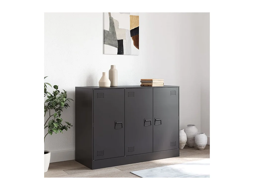Buffet noir 99x39x73 cm acier FR64241