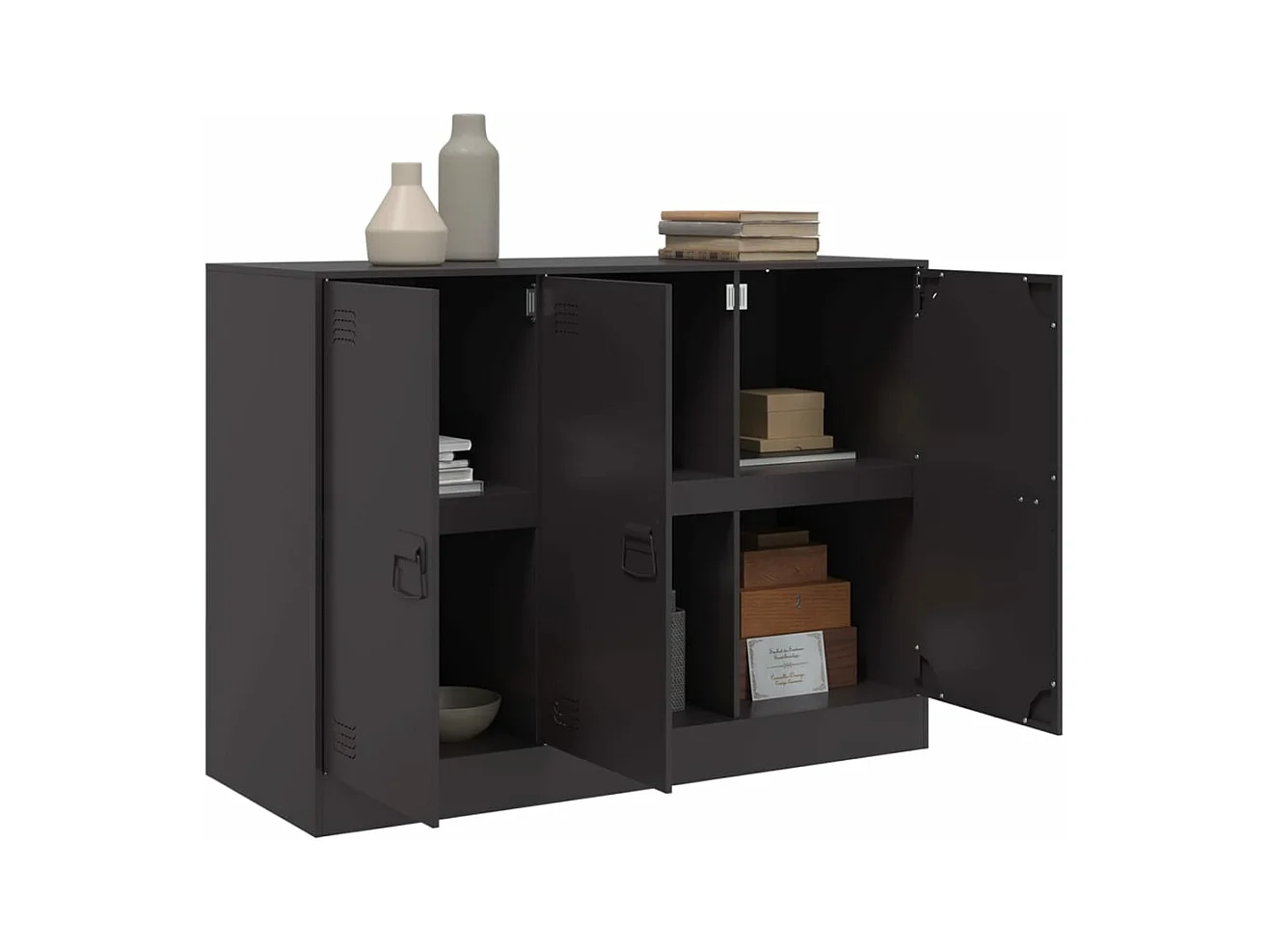 Buffet noir 99x39x73 cm acier FR64241