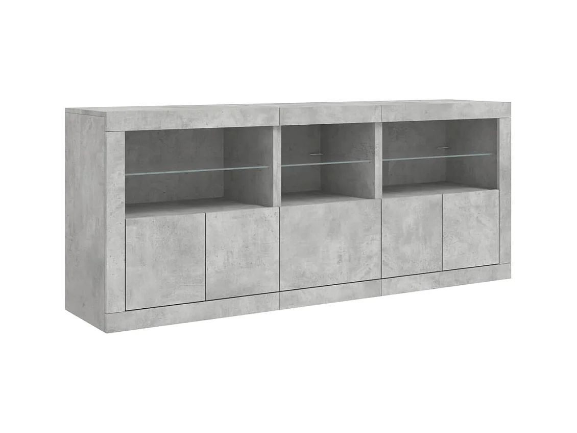 Buffet avec lumières LED gris béton 162x37x67 cm FR72440