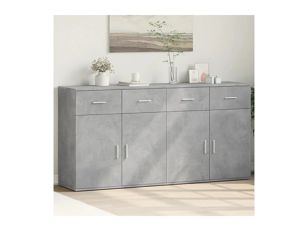 Buffets 2 pcs gris béton 79x38x80 cm bois d'ingénierie FR29619