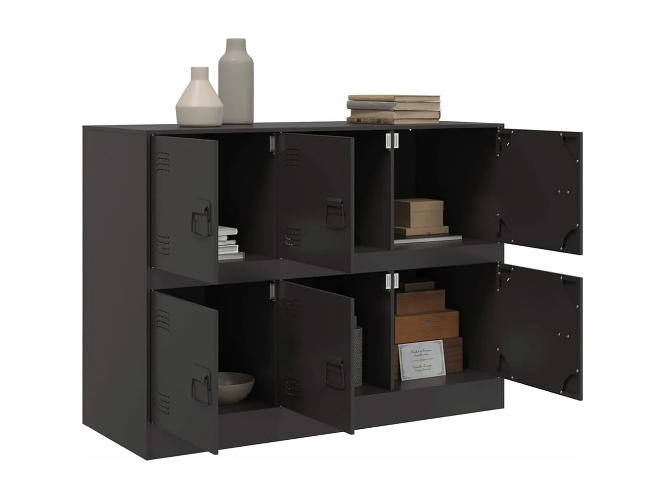 Buffet noir 99x39x73 cm acier FR87201