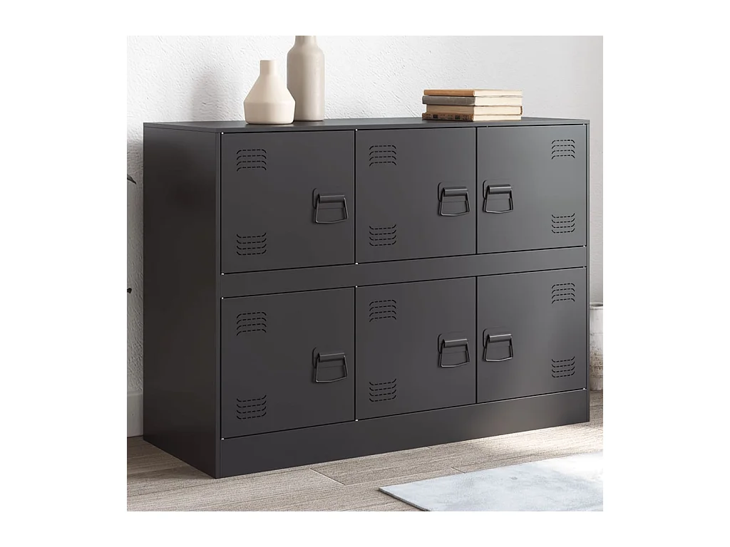 Buffet noir 99x39x73 cm acier FR87201