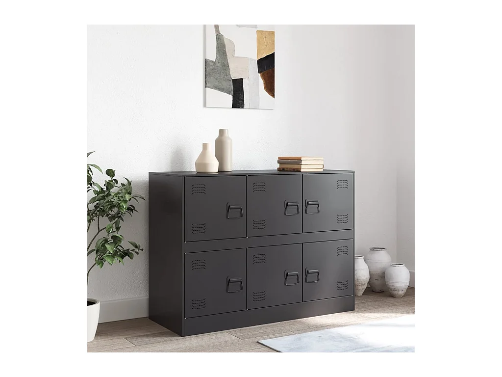 Buffet noir 99x39x73 cm acier FR87201