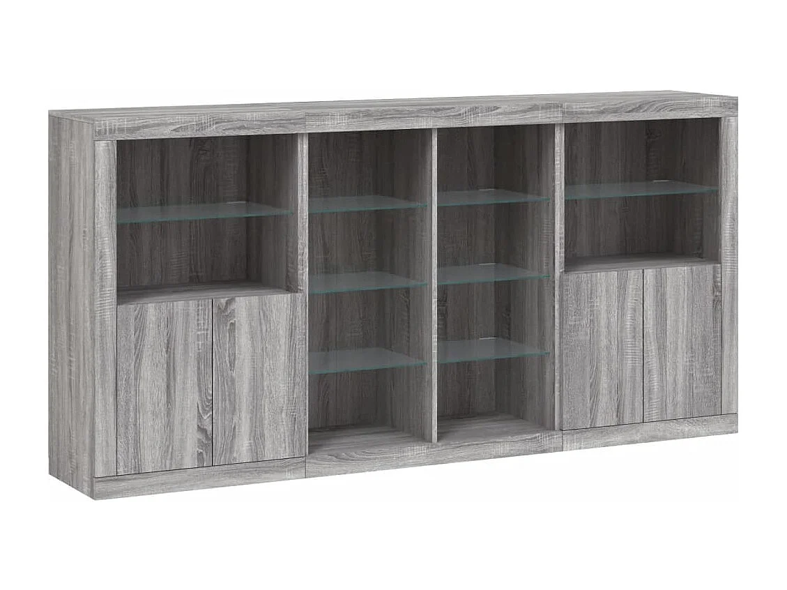 Aparador com luzes LED 202x37x100 cm cinzento sonoma PT351181