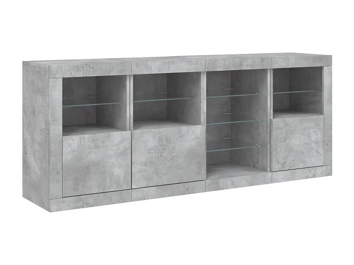 Buffet avec lumières LED gris béton 164x37x67 cm FR26328
