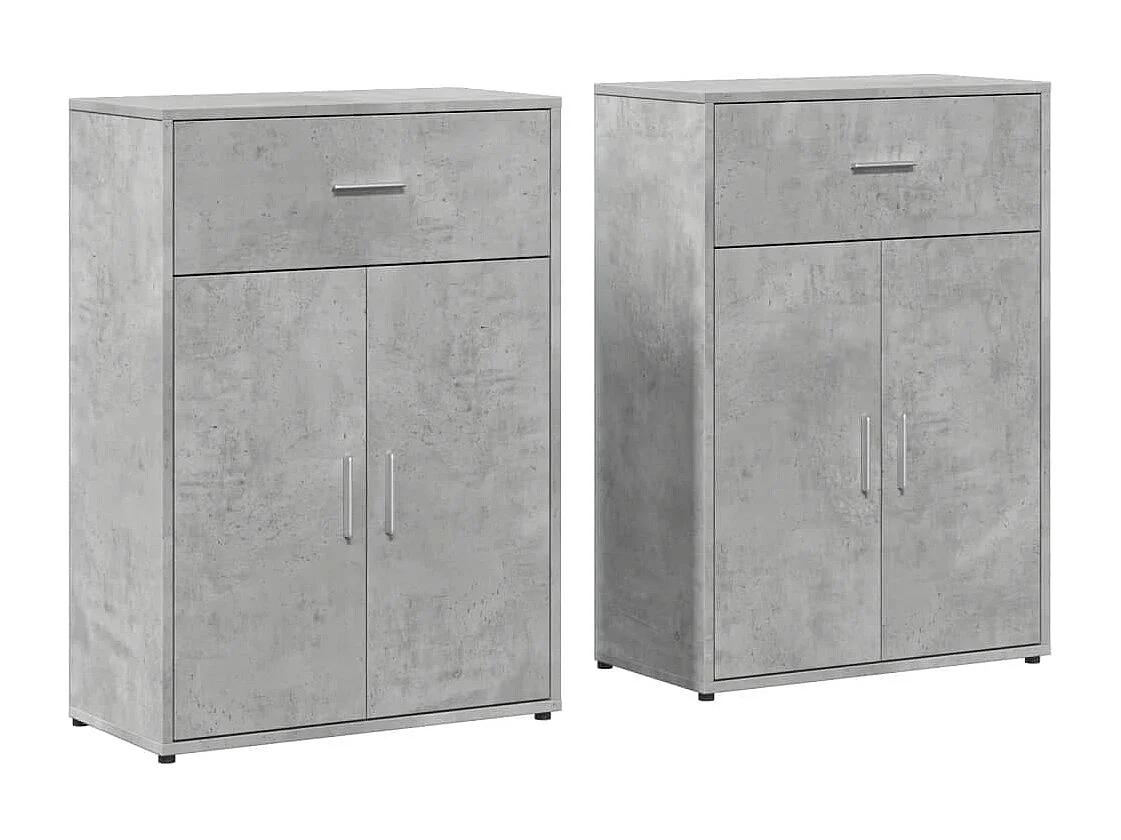 Buffets 2 pcs gris béton 60x30x84 cm bois d'ingénierie FR26650
