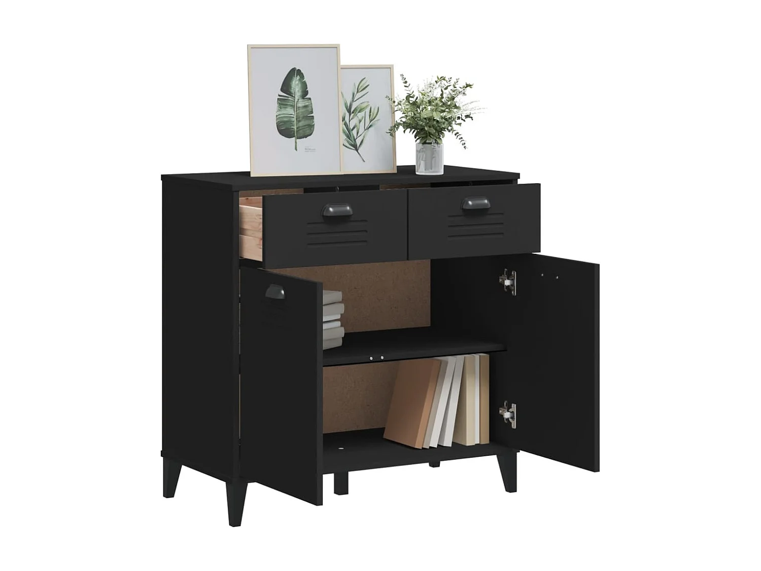 Buffet VIKEN noir 80x40x80 cm bois d'ingénierie FR97042