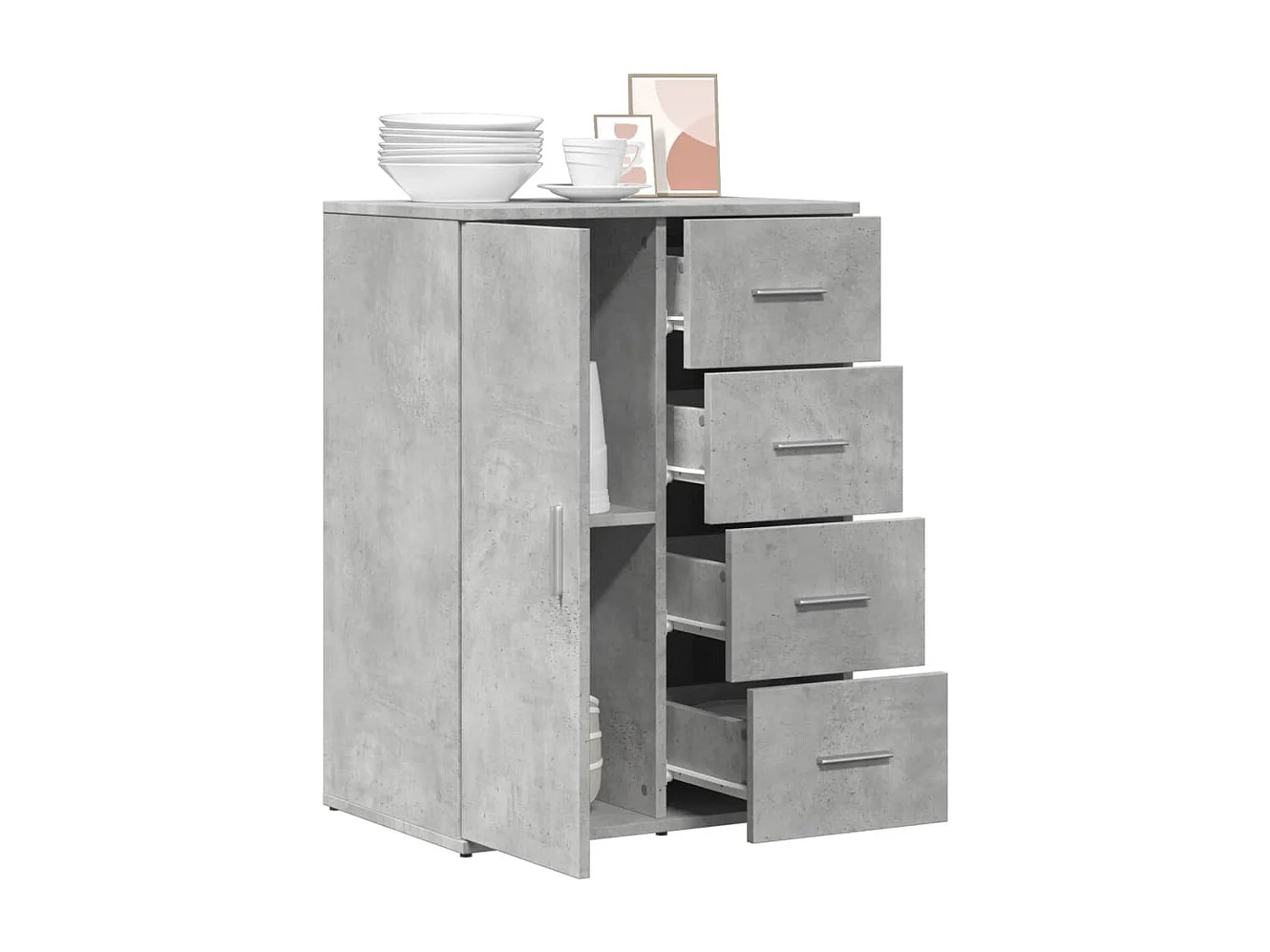 Buffet gris béton 59x39x80 cm bois d'ingénierie FR20471