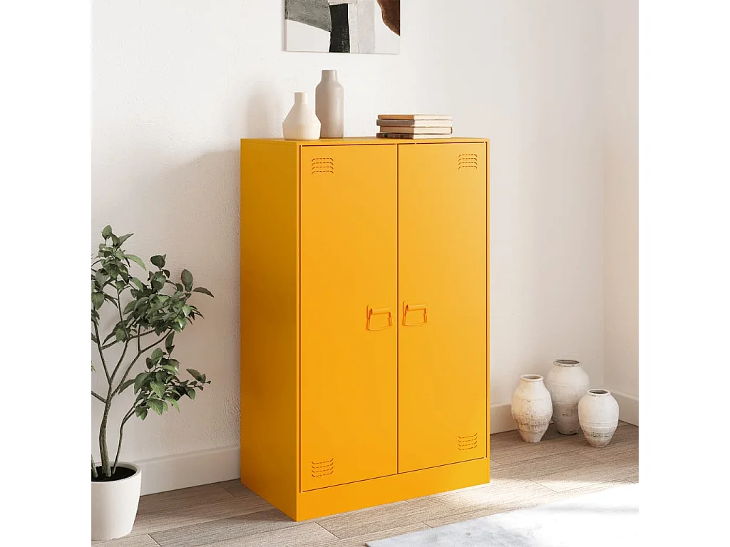 Aparador de acero amarillo mostaza 67x39x107 cm ES606651