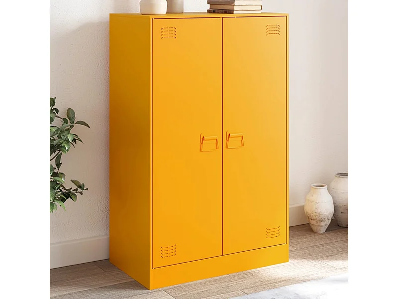 Dressoir 67x39x107 cm staal mosterdgeel BE189225