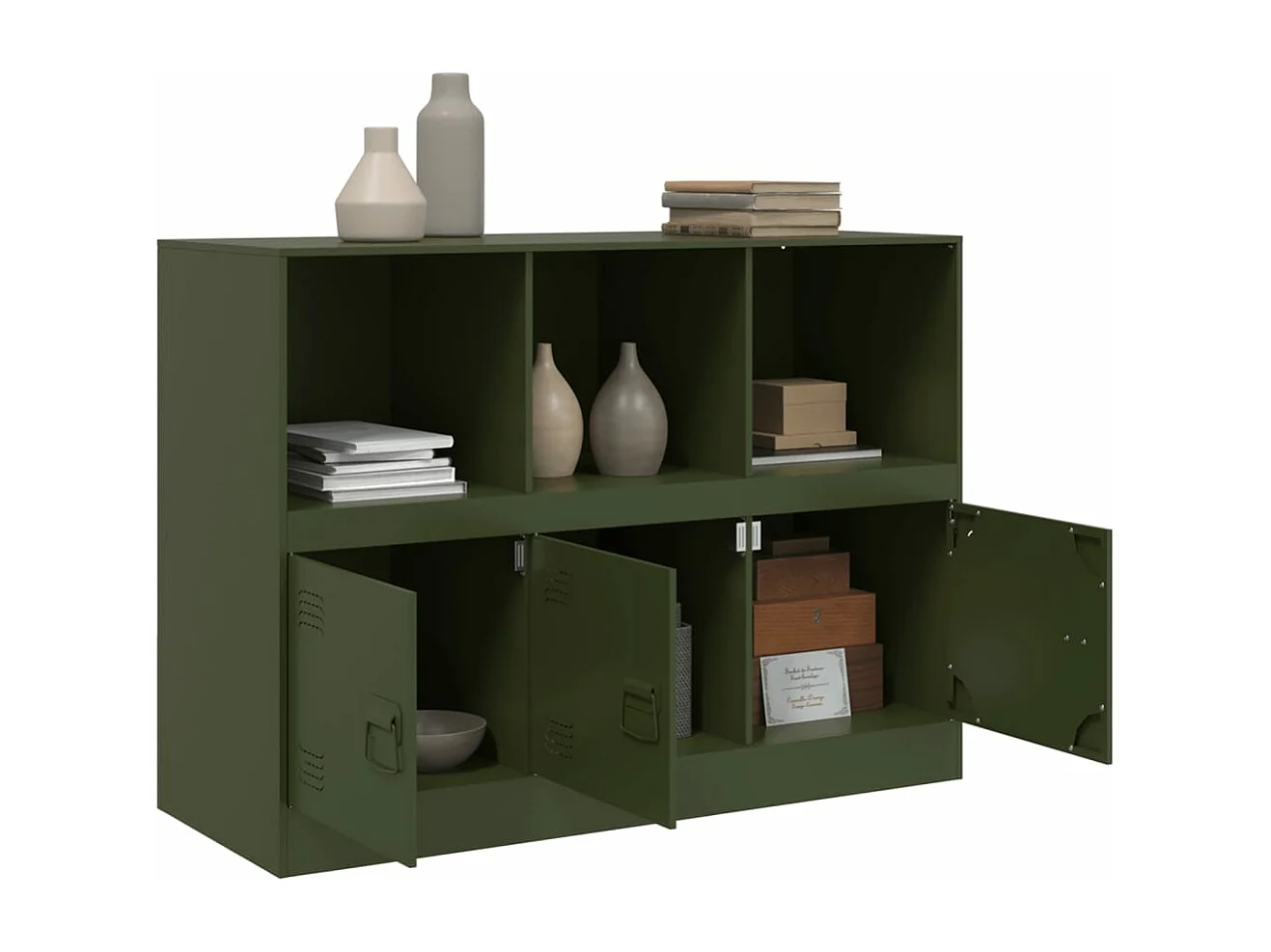Buffet vert olive 99x39x73 cm acier FR88722