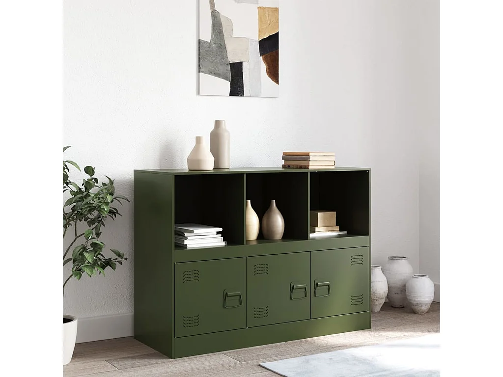 Buffet vert olive 99x39x73 cm acier FR88722