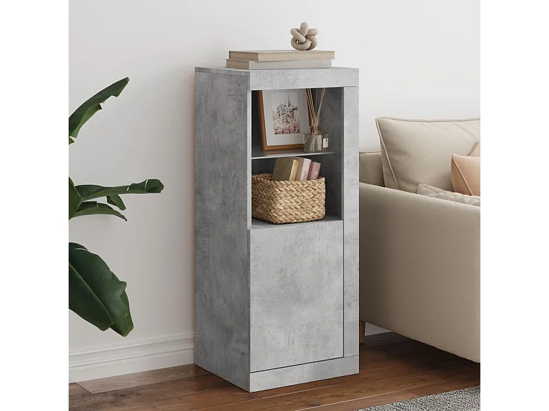 Buffet avec lumières LED gris béton 41x37x100 cm FR91400