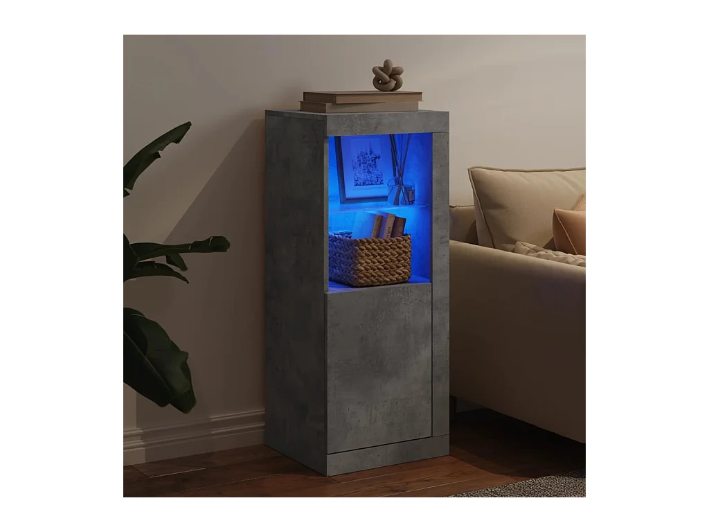 Buffet avec lumières LED gris béton 41x37x100 cm FR91400