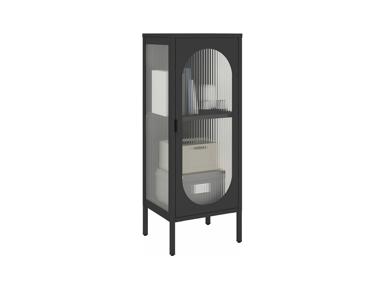 Buffet noir 40x35x105 cm verre et acier FR20785