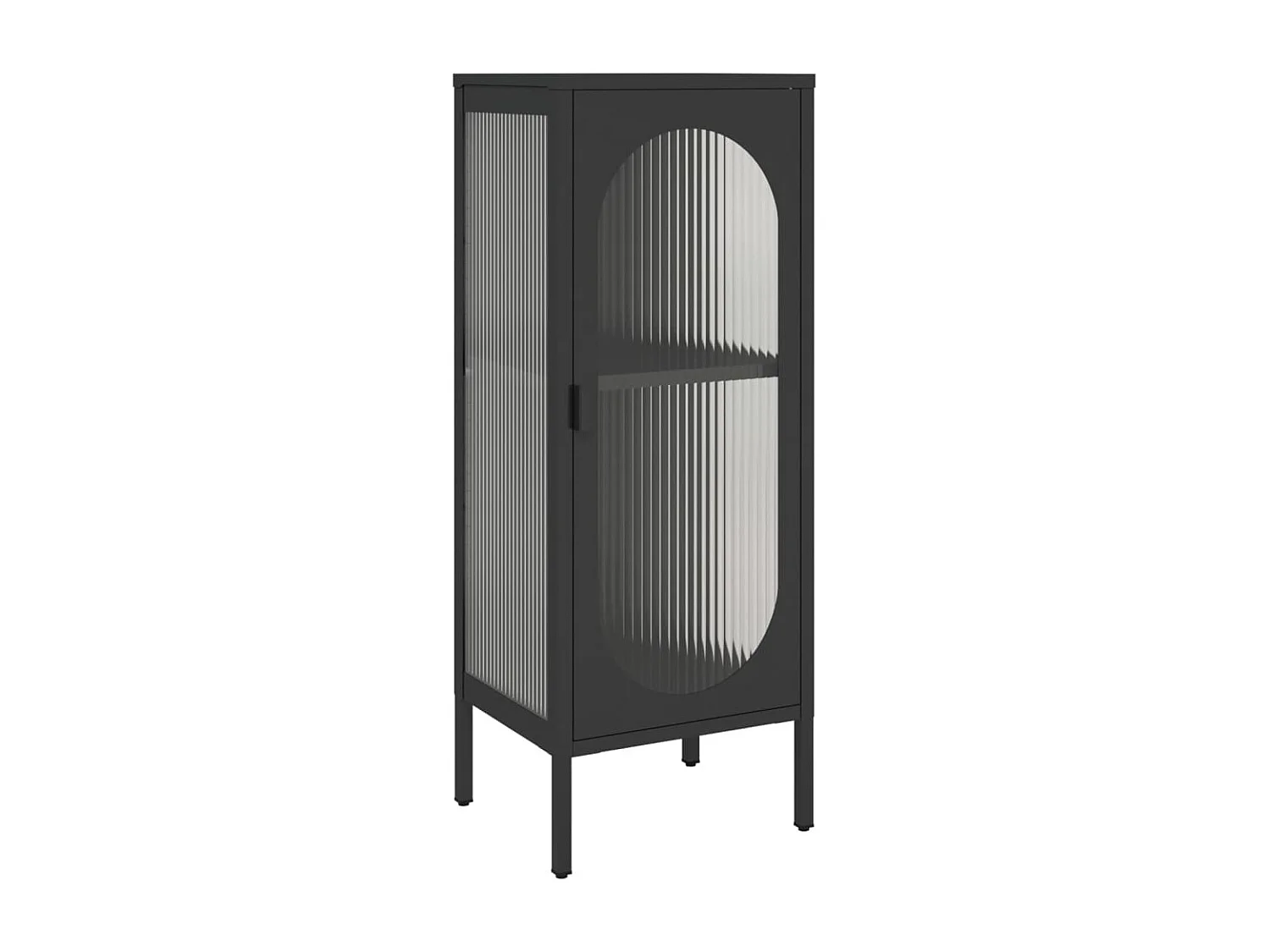 Buffet noir 40x35x105 cm verre et acier FR20785