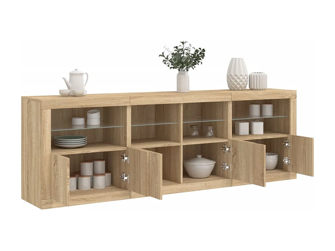 Buffet avec lumières LED chêne sonoma 202x37x67 cm FR23897